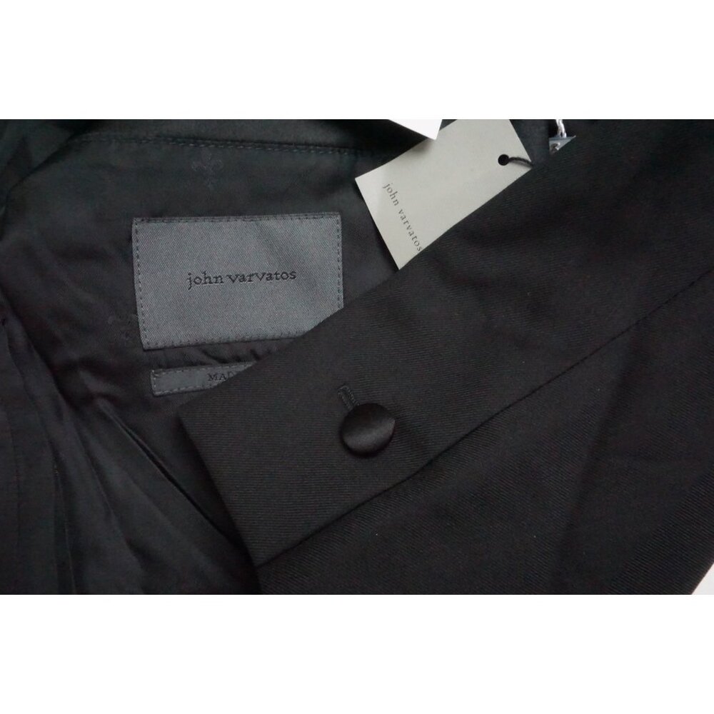 John Varvatos Black Wool Tuxedo Coat Jacket Sz 42S Brand New